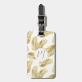 Gold Foil Palm Leaves Pattern Bagagelabel