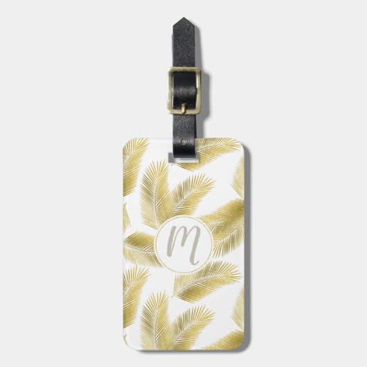 Gold Foil Palm Leaves Pattern Bagagelabel (Voorkant verticaal)