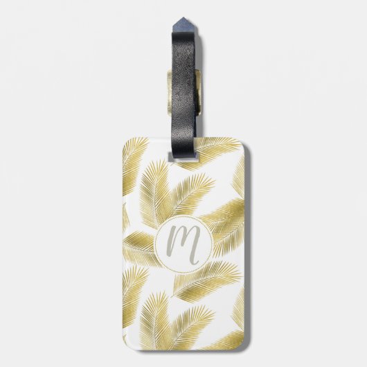 Gold Foil Palm Leaves Pattern Bagagelabel (Achterkant verticaal)
