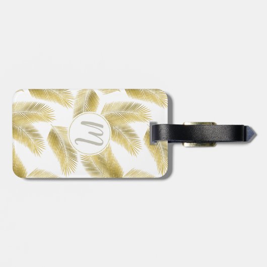 Gold Foil Palm Leaves Pattern Bagagelabel (Achterkant horizontaal)