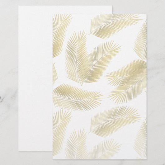 Gold Foil Palm Leaves Pattern Briefpapier (Voorkant / Achterkant)