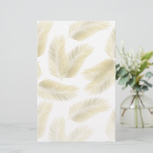 Gold Foil Palm Leaves Pattern Briefpapier (Staand voorkant)
