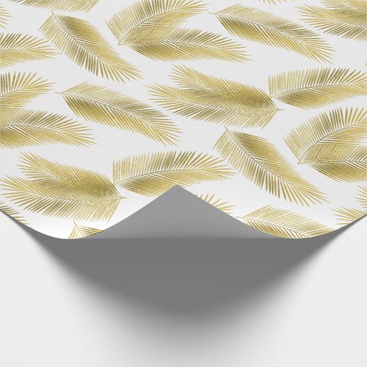 Gold Foil Palm Leaves Pattern Cadeaupapier (Hoek)