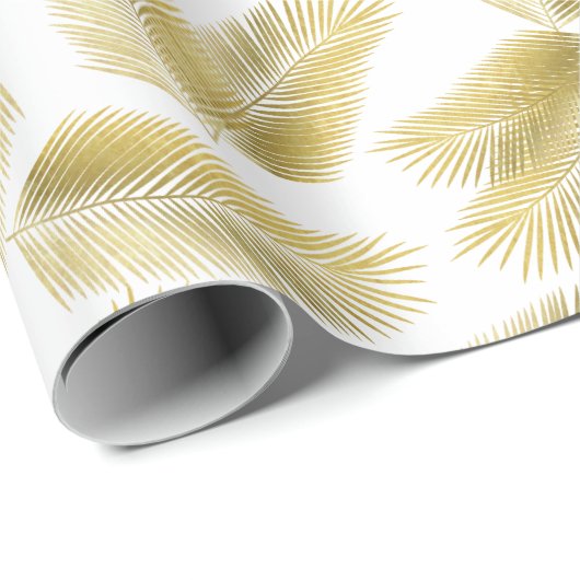 Gold Foil Palm Leaves Pattern Cadeaupapier (Rol Hoek)