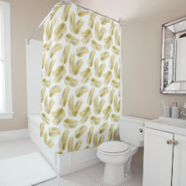 Gold Foil Palm Leaves Pattern Douchegordijn