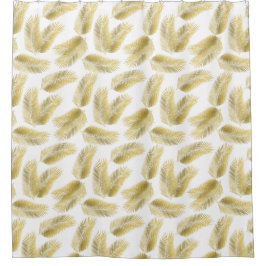 Gold Foil Palm Leaves Pattern Douchegordijn