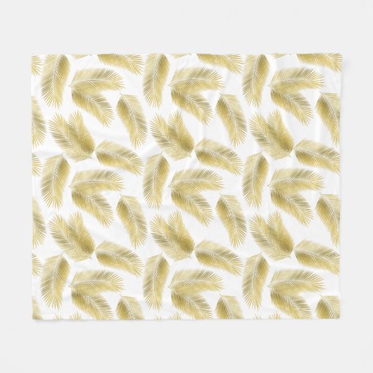 Gold Foil Palm Leaves Pattern Fleece Deken (Voorkant (Horizontaal))