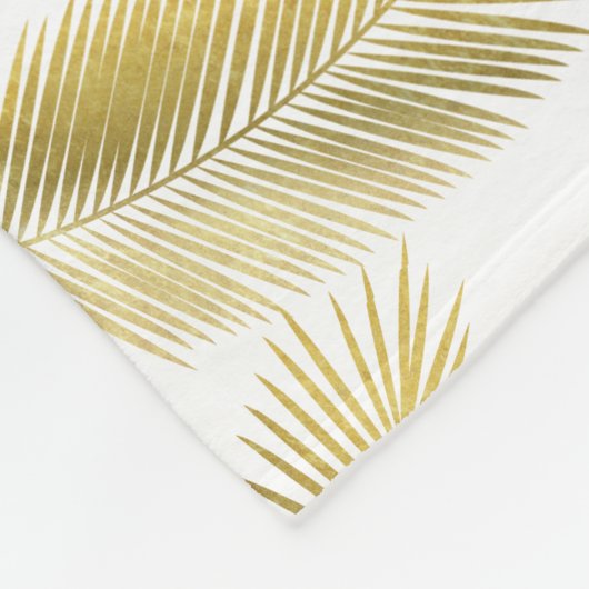 Gold Foil Palm Leaves Pattern Fleece Deken (Hoek)