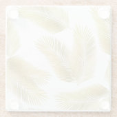 Gold Foil Palm Leaves Pattern Glazen Onderzetter (Achterkant)