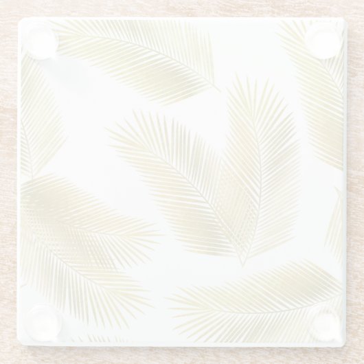 Gold Foil Palm Leaves Pattern Glazen Onderzetter (Achterkant)