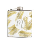 Gold Foil Palm Leaves Pattern Heupfles (Voorkant)