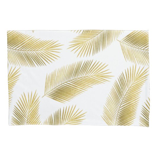 Gold Foil Palm Leaves Pattern Kussensloop (Voorkant)