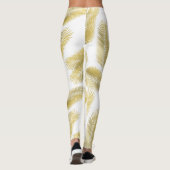 Gold Foil Palm Leaves Pattern Leggings (Achterkant)