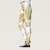 Gold Foil Palm Leaves Pattern Leggings (Links)