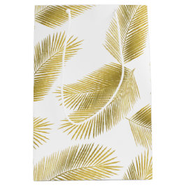 Gold Foil Palm Leaves Pattern Medium Cadeauzakje