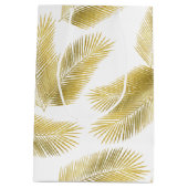 Gold Foil Palm Leaves Pattern Medium Cadeauzakje (Achterkant)