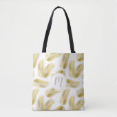 Gold Foil Palm Leaves Pattern & Monogram Tote Bag (Voorkant)