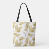 Gold Foil Palm Leaves Pattern & Monogram Tote Bag (Achterkant)