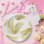 Gold Foil Palm Leaves Pattern Papieren Bordje (Feest)