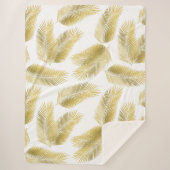 Gold Foil Palm Leaves Pattern Sherpa Deken (Voorkant)