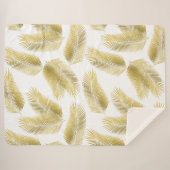 Gold Foil Palm Leaves Pattern Sherpa Deken (Voorkant (horizontaal))