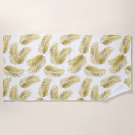 Gold Foil Palm Leaves Pattern Strandlaken