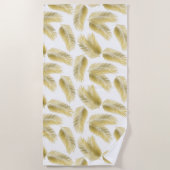 Gold Foil Palm Leaves Pattern Strandlaken (Voorkant)