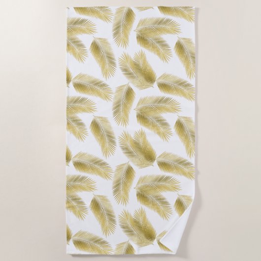 Gold Foil Palm Leaves Pattern Strandlaken (Voorkant)