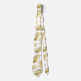 Gold Foil Palm Leaves Pattern Stropdas