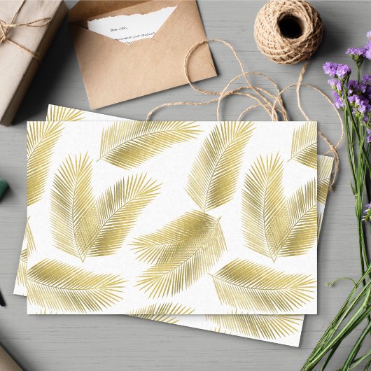 Gold Foil Palm Leaves Pattern Tissuepapier