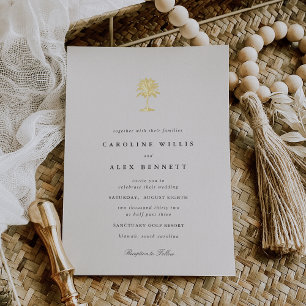 Gold Foil Palm Tree Wedding Folie Uitnodiging