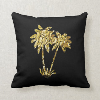 Gold Foil Palm Trees op zwart Kussen