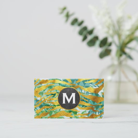 Gold Foil Pattern | Boho Geometric Pattern Visitekaartje (Staand voorkant)