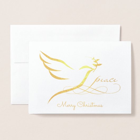 Gold Foil Peace Dove Kaart (Voorkant met envelop)
