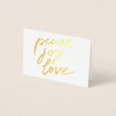 Gold Foil Peace Joy Love Holiday Kerstfoto Folie Kaarten (Voorkant)