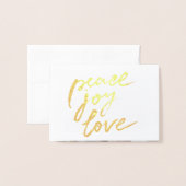 Gold Foil Peace Joy Love Holiday Kerstfoto Folie Kaarten (Voorkant met envelop)