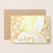 Gold Foil Peacock Typografie Wedding Invitations Folie Kaarten (Voorkant met envelop)