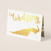 Gold Foil Peacock Typografie Wedding Invitations Folie Kaarten (Voorkant)