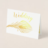 Gold Foil Peacock Typografie Wedding Invitations Folie Kaarten (Voorkant)