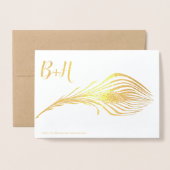 Gold Foil Peacock Typografie Wedding Invitations Folie Kaarten (Met envelop)