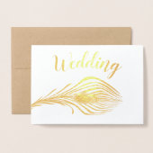 Gold Foil Peacock Typografie Wedding Invitations Folie Kaarten (Voorkant met envelop)