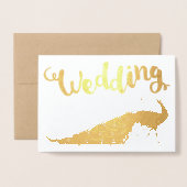 Gold Foil Peacock Your Photo Wedding Invitations Folie Kaarten (Voorkant met envelop)