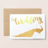 Gold Foil Peacock Your Photo Wedding Invitations Folie Kaarten (Voorkant met envelop)