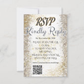 Gold Foil Photo Wedding RSVP QR Code Card (Voorkant)