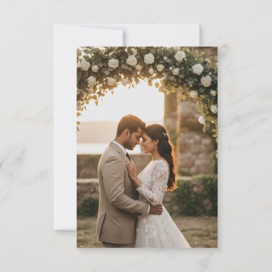 Gold Foil Photo Wedding RSVP QR Code Card Kaartje (Achterkant)