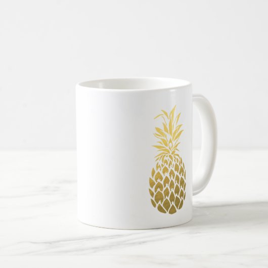 Gold Foil Pineapple Coffee Mok (Voorkant rechts)