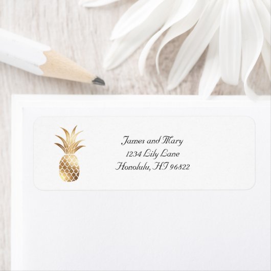 Gold Foil Pineapple Return Address Label (Insitu)