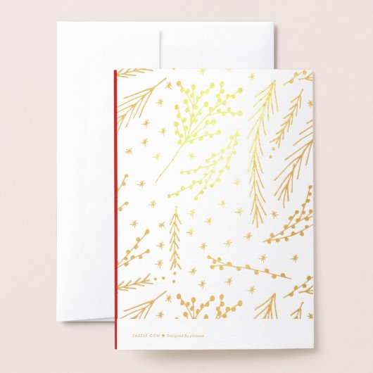 Gold Foil Pines kerstfeestdag Kaart (Met envelop)