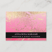 *~* Gold Foil PINK Beauty Wedding Elegant  Visitekaartje (Voorkant)