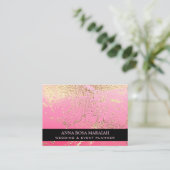 *~* Gold Foil PINK Beauty Wedding Elegant  Visitekaartje (Staand voorkant)